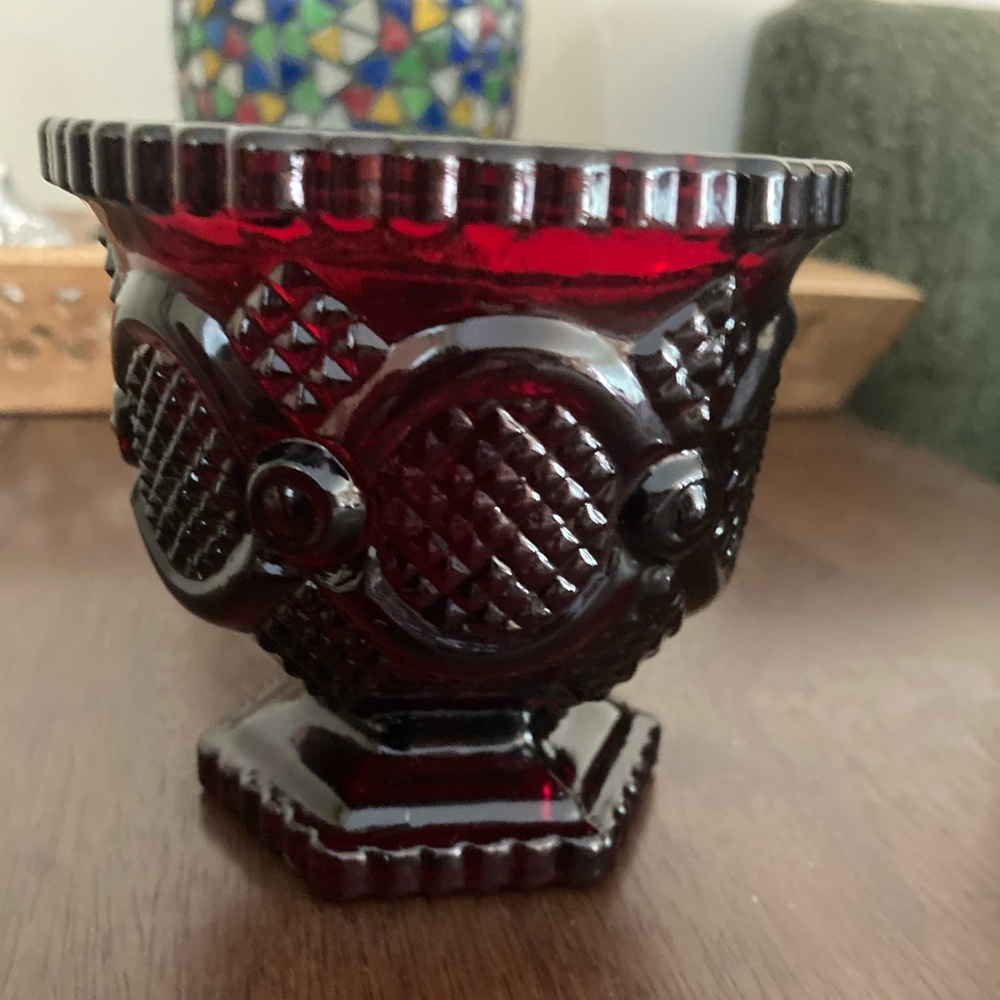 Avon Ruby Red Glass Sugar Bowl